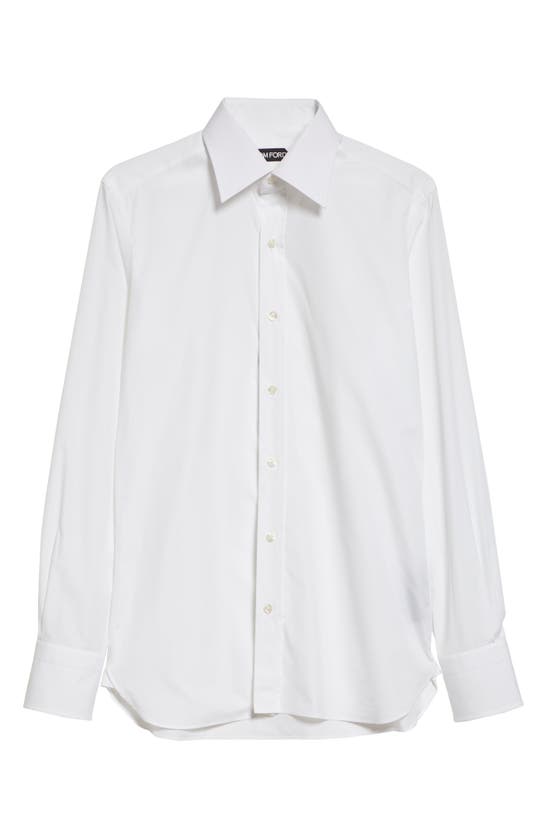 Shop Tom Ford Slim Fit Solid Cotton Poplin Button-up Shirt In White