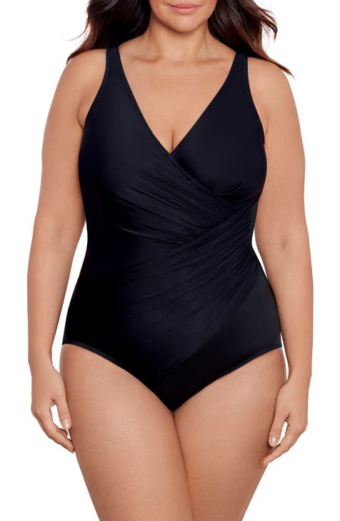 Miraclesuit Lisa Jane Underwire Embellished Black One Piece Swimsuit 10 12