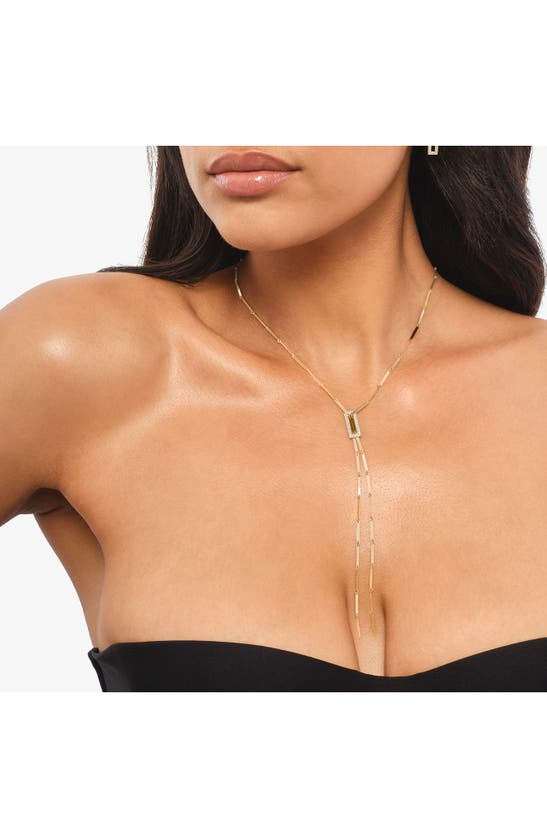 Shop Lana Diamond Tag Lariat Necklace In Yellow Gold