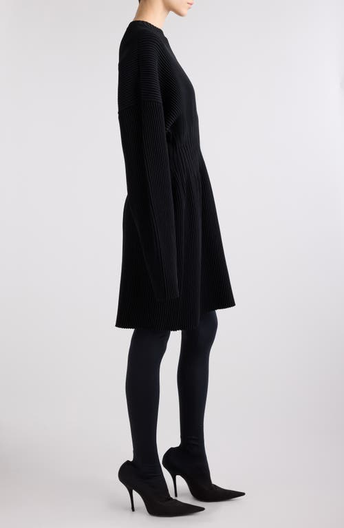 Shop Balenciaga Hourglass Long Sleeve Rib Sweater Dress In Black