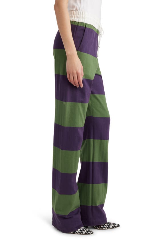 Shop Dries Van Noten Block Stripe Cotton Sweatpants In Dark Purple 402