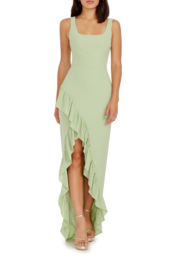 Shop Dress The Population Charlene Ruffle Gown In Sage