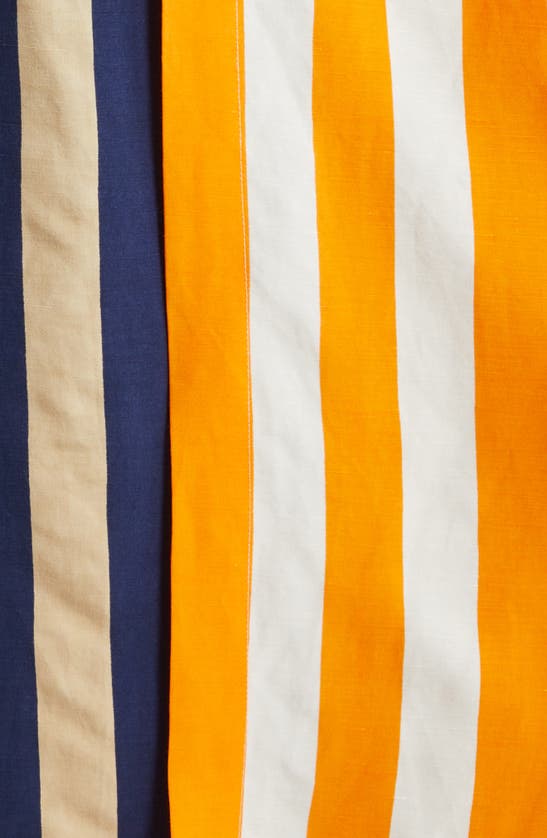 Shop Marimekko Kahlaus Merirosvo Mixed Stripe Wrap Skirt In Orange Off-white Blue Beige