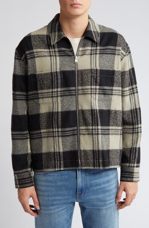 Shop Frame Spring Plaid Zip Shirt Jacket In Smoke Beige/noir