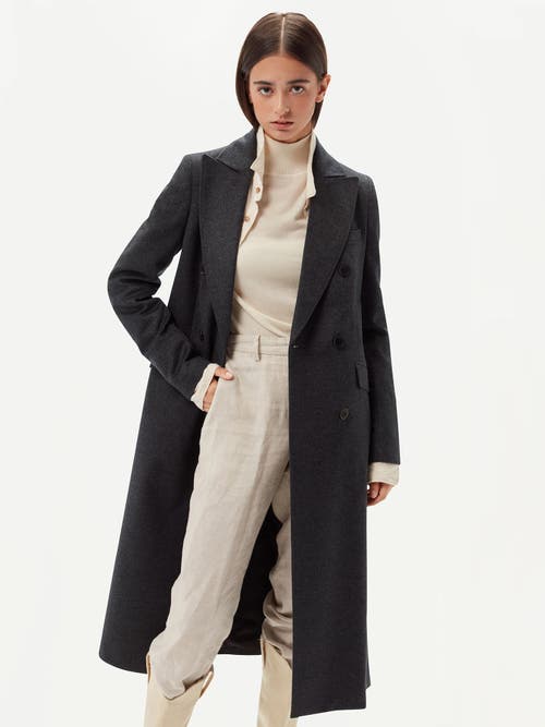 Gobi Mongolian Cashmere Cashmere Peak Lapel Long Coat In Charcoal