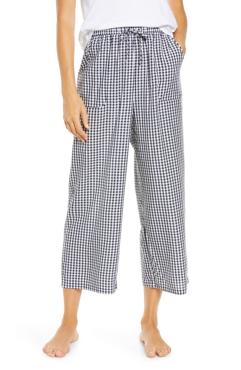 BP. Katie Crop Pajama Pants, Main, color, NAVY PEACOAT AMY PLAID
