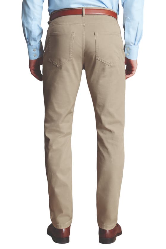 Shop Charles Tyrwhitt Twill Slim Fit 5 Pocket Jeans In Stone