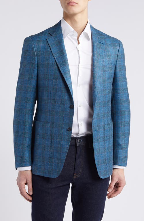 Canali Kei Trim Fit Plaid Wool Blend Sport Coat Turquoise at Nordstrom, Us