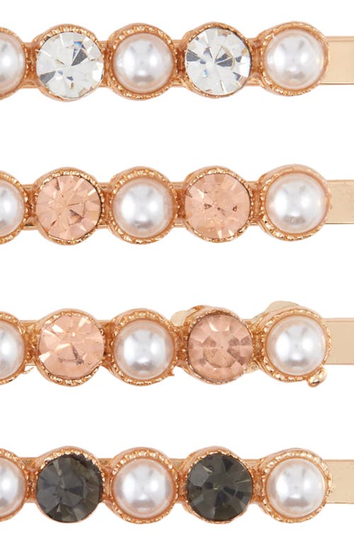 Shop Tasha Assorted 6-pack Pearly Bead & Crystal Hair Clips In Rose Gold/ivory Multi