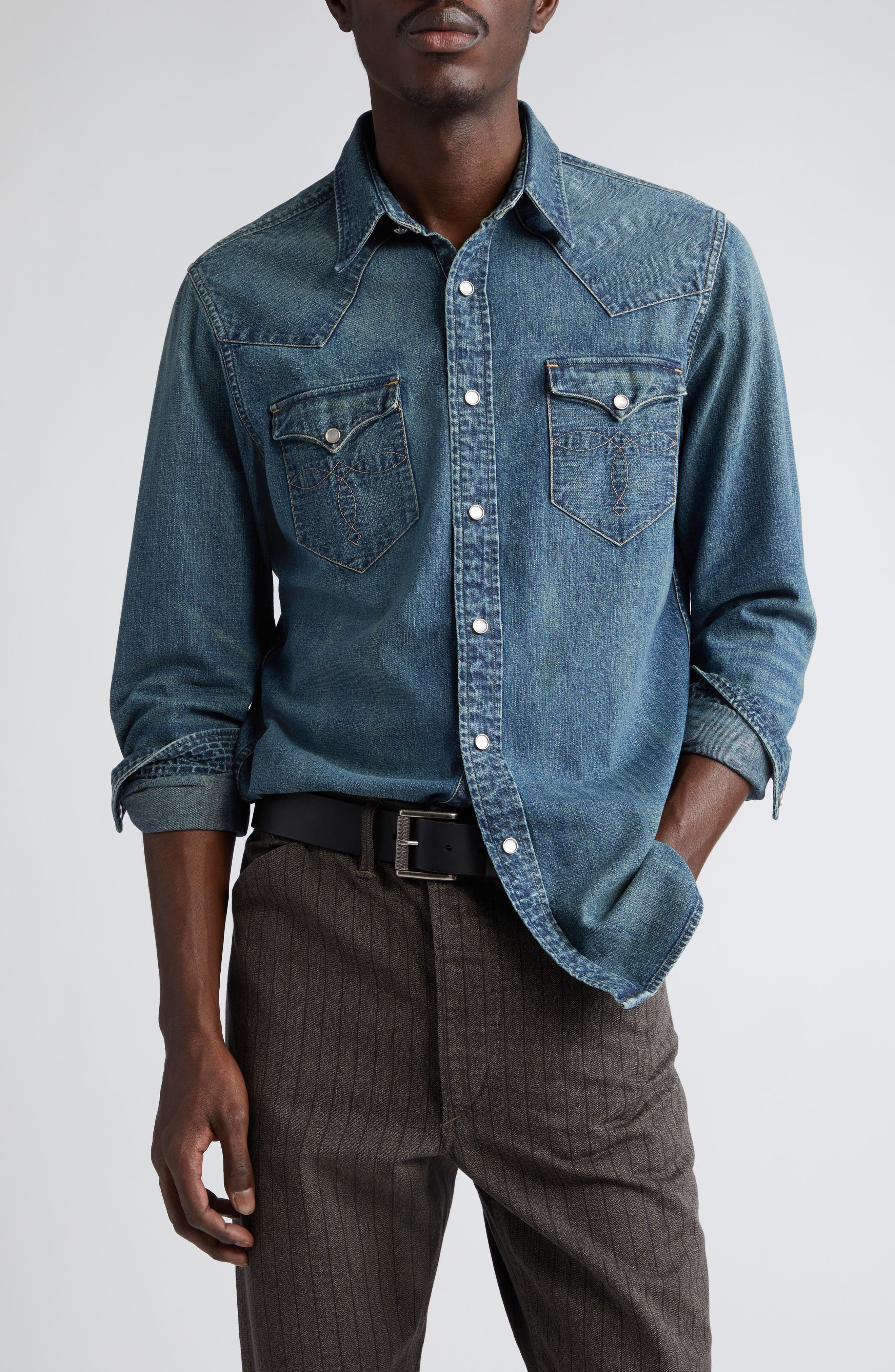 mens designer denim shirt
