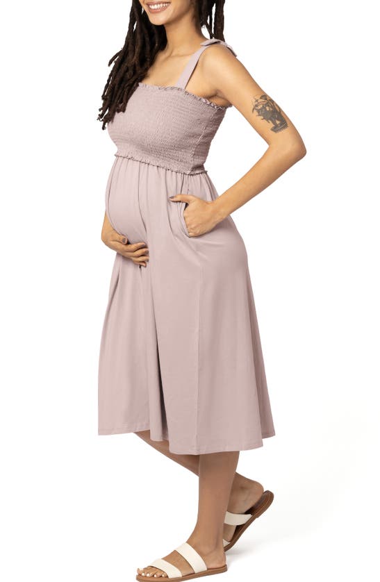Shop Kindred Bravely Sienna Smocked Midi Maternity/nursing Dress In Lilac Stone