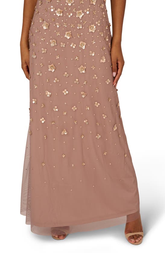 Shop Adrianna Papell 3d Beaded Gown In Stone
