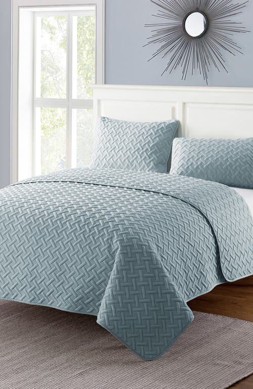 Vcny Home Nina Embossed Basketweave Quilt Set In Blue