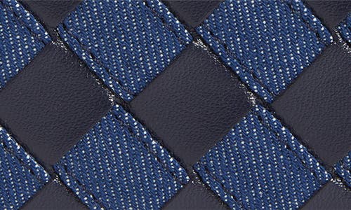 Shop Bottega Veneta Intrecciato Denim & Leather Card Case In 4165 Abyss-indigo/abyss