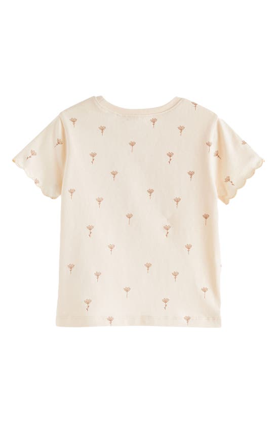 Shop Next Kids' Floral Scallop Accent Cotton Pocket T-shirt In Pink