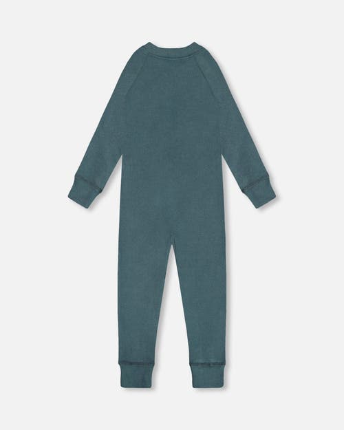 Shop Deux Par Deux Little Boy's One Piece Thermal Underwear Pine Green In Sea Pine