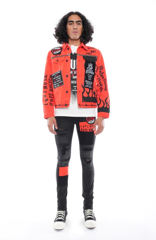 Shop Cult Of Individuality Punk Patchwork Super Skinny Jeans In Black