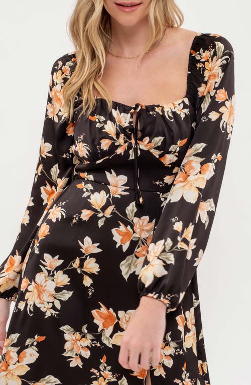 BLU PEPPER BLU PEPPER FLORAL LONG SLEEVE MIDI DRESS 