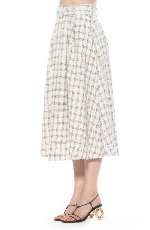 Alexia Admor Women's Eline Tweed Midi A Line Skirt In Ivory Plaid