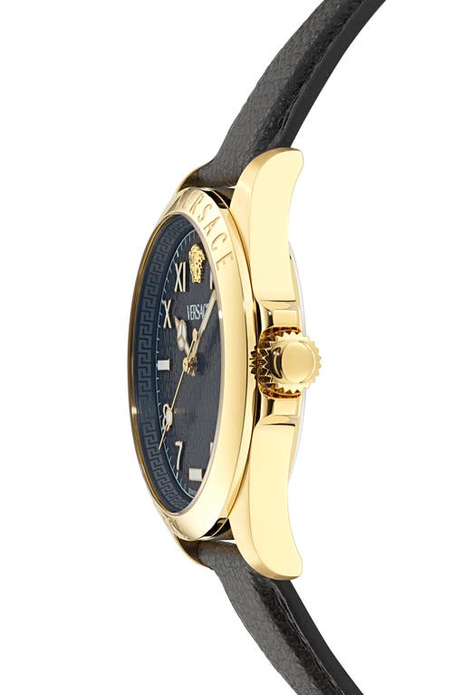 Shop Versace Anteo Leather Strap Watch, 41mm In Ip Yellow Gold