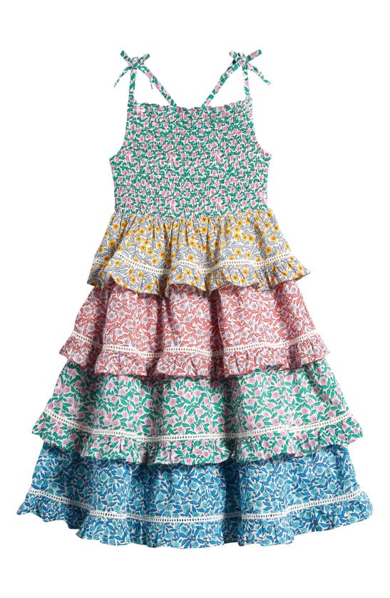 Shop Mini Boden Kids' Floral Tiered Dress In Hotchpotch Floral