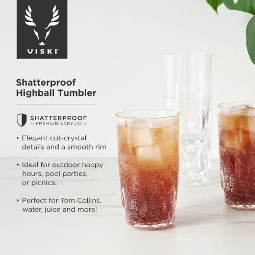 Viski Shatterproof Acrylic Highball Tumblers Set Of 4 In Clear