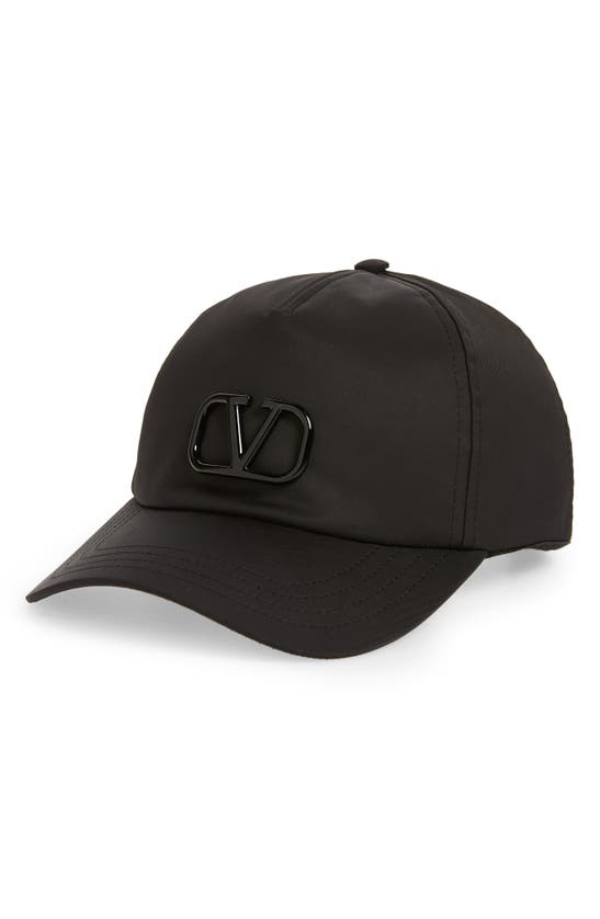 Valentino Garavani Black Wool Vlogo Baseball Cap In N01 Nero/nero ...