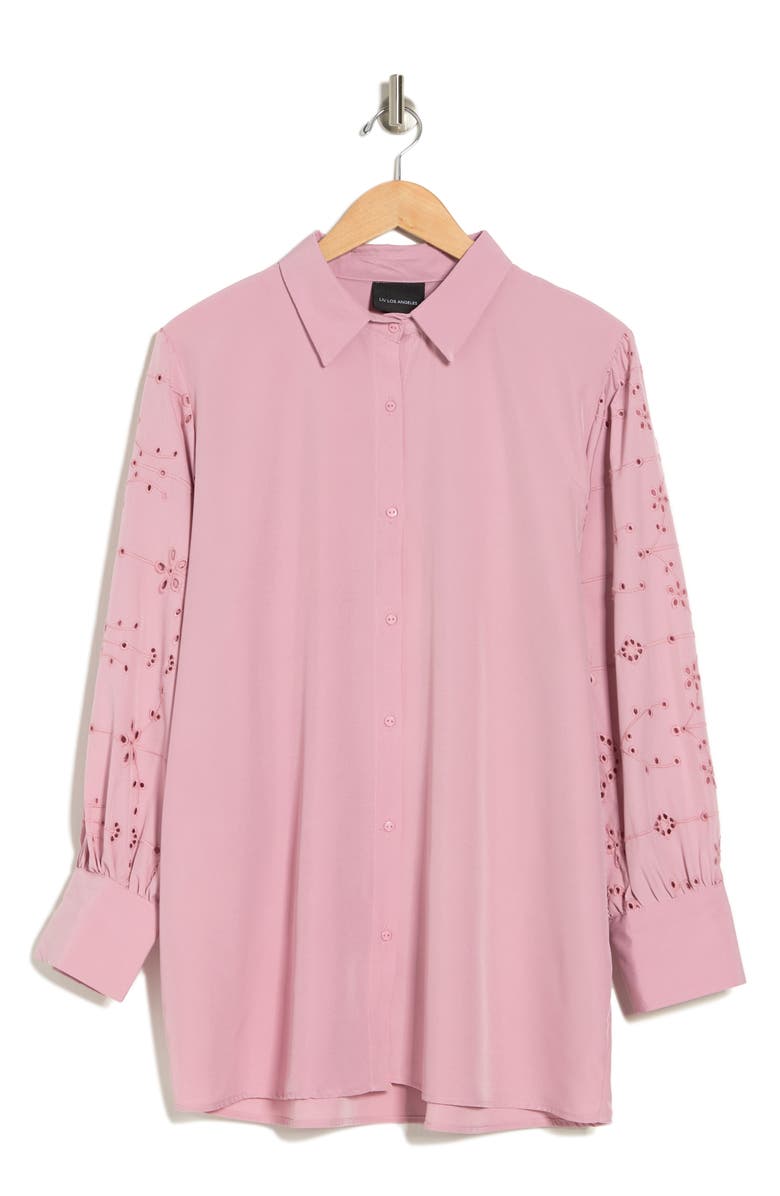 Forgotten Grace Embroidered Eyelet Long Sleeve Button-Up Shirt ...