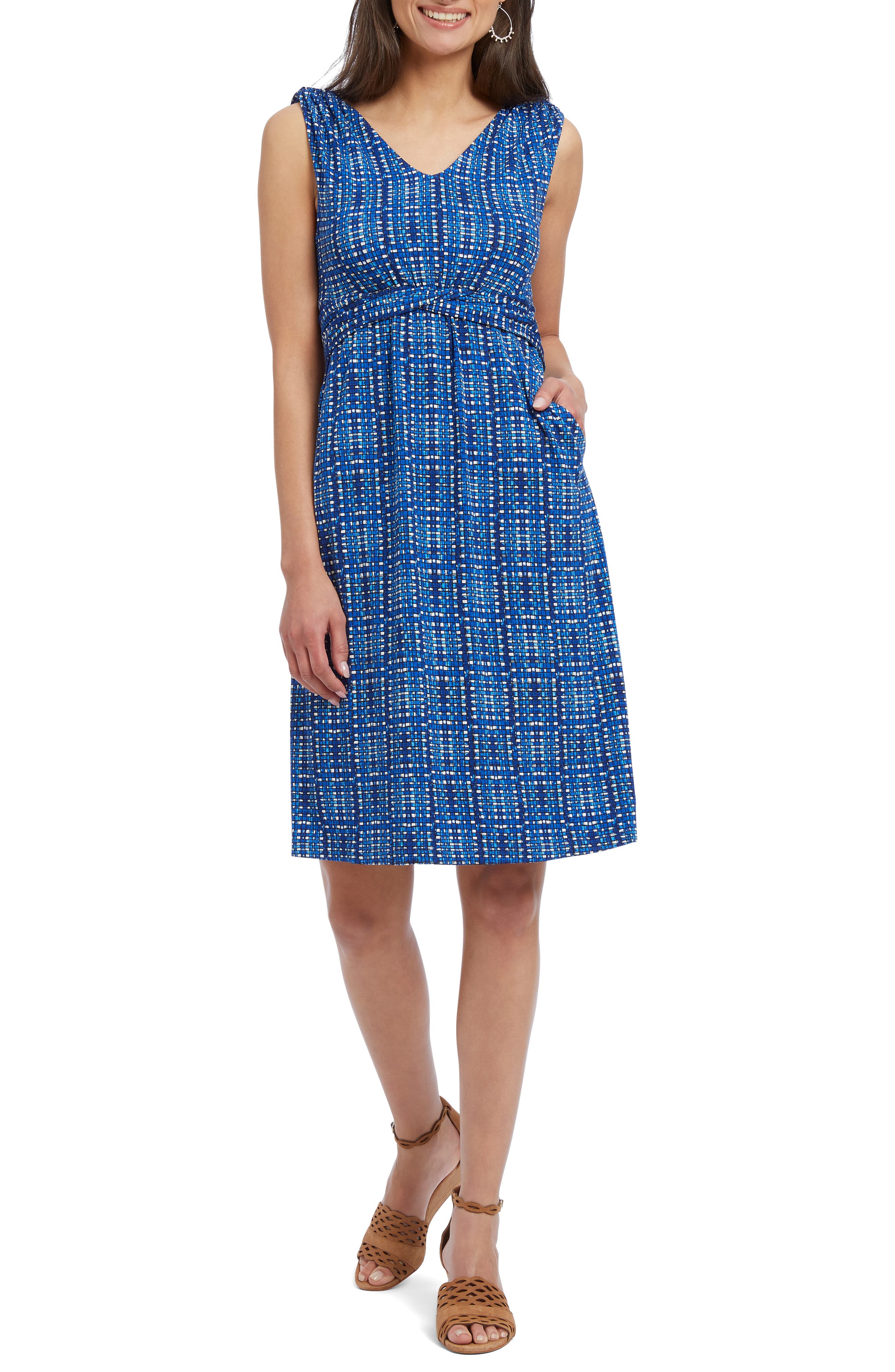 Nic+Zoe Check It Out Sleeveless Dress, Blue