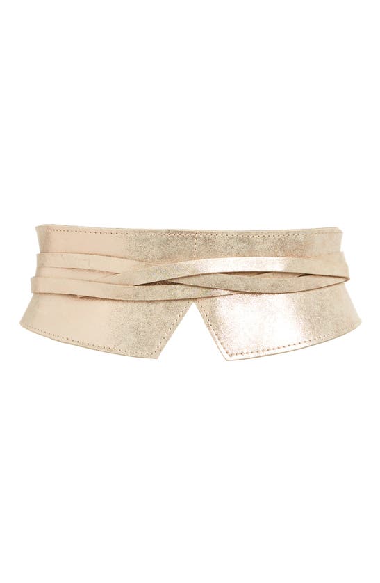 Shop Ada Olivia Leather Wrap Belt In Rose Shimmer/ Taupe