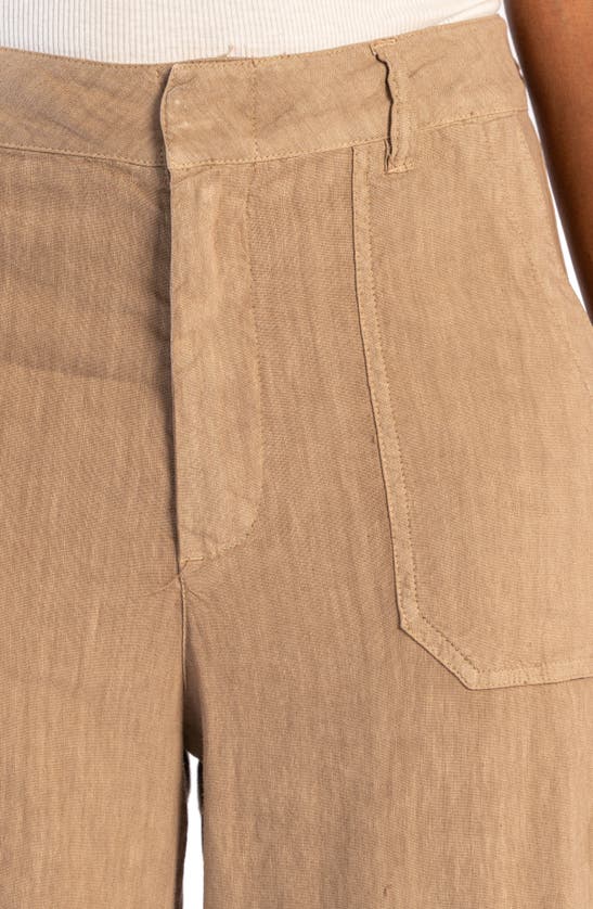 Kut From The Kloth Topaz High Waist Crop Wide Leg Linen Blend Pants In Khaki