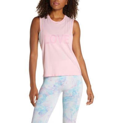 Spiritual Gangster Love Active Flow Muscle Tee, Pink