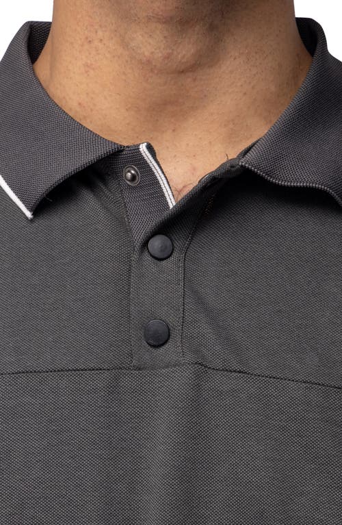 X-ray Men's Short Sleeve Pieced Pique Tipped Polo In Heather Charcoal
