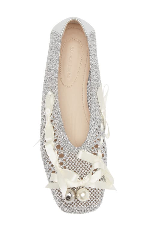 Shop Simone Rocha Bell Charm Crochet Ballet Flat In Silver/ivory/pearl