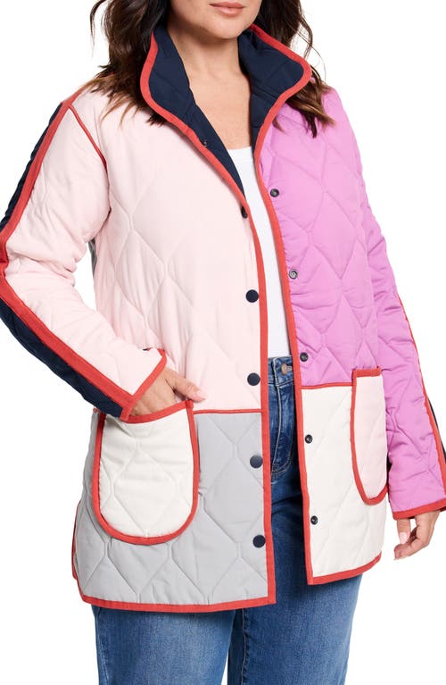 Shop Nz Active By Nic+zoe Colorblock Reversible Quilted Jacket In Pink Multi