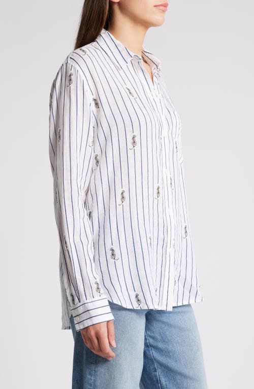 Shop Rails Charli Stripe Linen Blend Button-up Shirt In Navy Striped Tigers