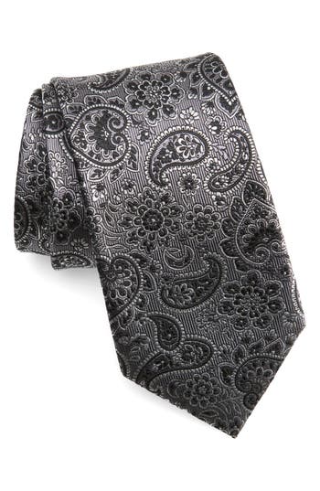 Duchamp Paisley Silk Tie In Silver