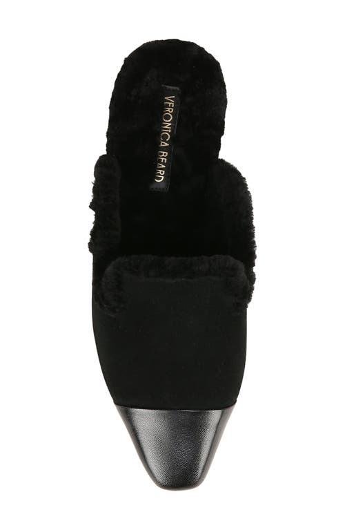 Shop Veronica Beard Cecile Genuine Shearling Mule In Black/black