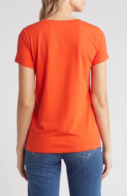 Shop Caslonr Caslon(r) Stretch Cotton Blend V-neck T-shirt In Red Grenadine