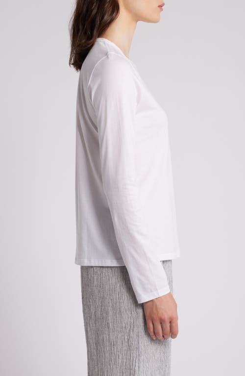Eileen Fisher Long Sleeve Organic Cotton T-shirt In White
