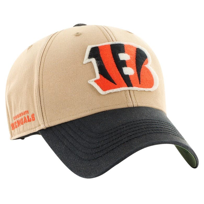 47 ' Khaki/black Cincinnati Bengals Dusted Sedgwick Mvp Adjustable Hat In Orange