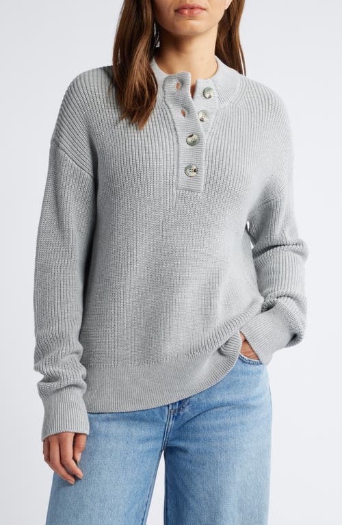 Caslonr Caslon(r) Half Button Pima Cotton Blend Sweater In Grey Heather