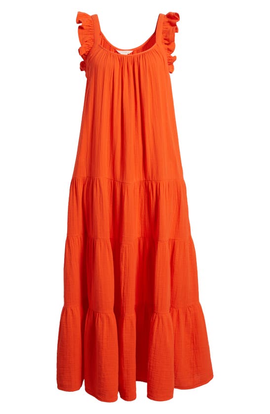 Shop Caslon Ruffle Tiered Cotton Maxi Dress In Red Grenadine