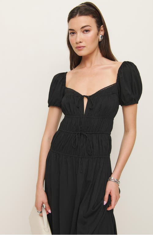 Reformation Oria Organic Cotton Midi Dress In Black