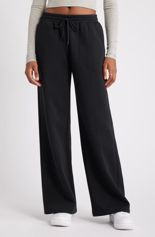 Shop Bp. Wide Leg Fleece Pants In Black Jet