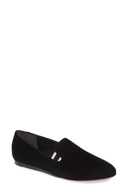 Veronica Beard Griffin Pointy Toe Loafer In Black/ White Stripe