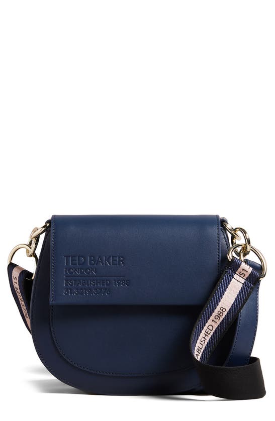 Ted Baker Darcell Logo Leather Satchel In Navy