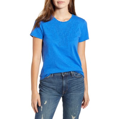 Lucky Brand Embroidered Yoke Tee, Blue