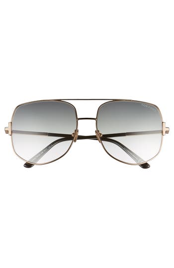 Tom Ford Lennox 62mm Oversize Aviator Sunglasses In Rose Gold/grey