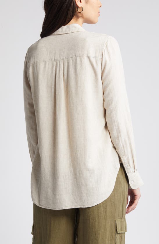 Shop Caslon (r) Linen Blend Button-up Shirt In Flax
